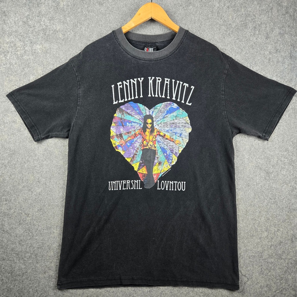 Vintage Lenny Kravitz Shirt Mens M Faded Black Universal Love Tour Giant 90s